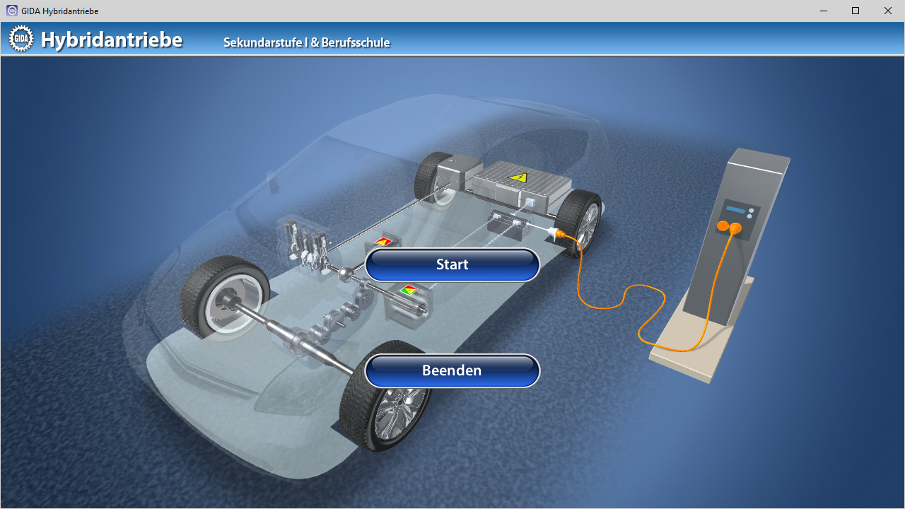 Menü der Software "Hybridantriebe".