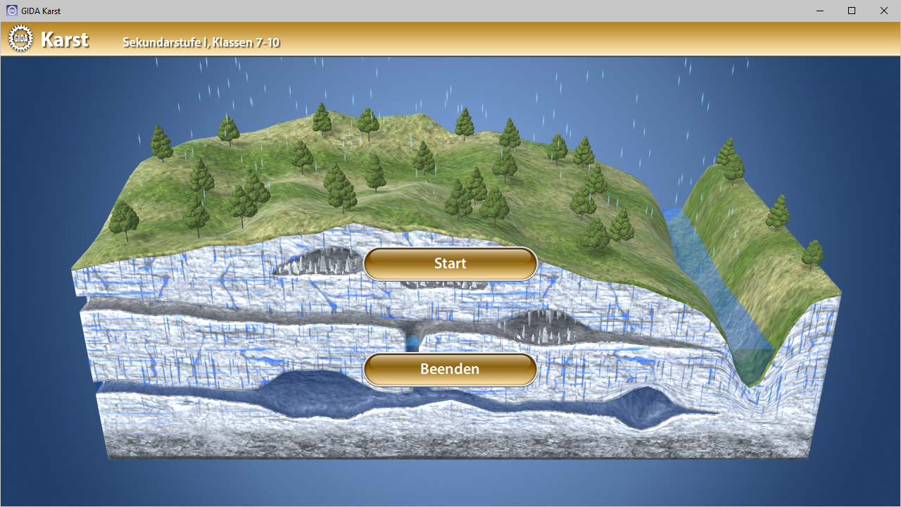 Menü der Software "Karst".