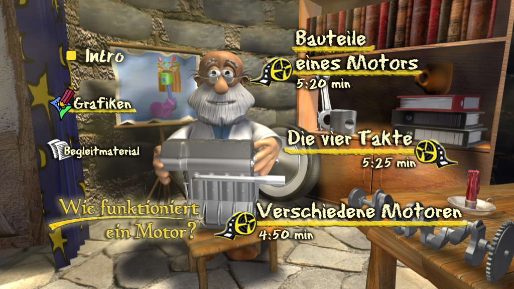 Menü des Films "Wie funktioniert ein Motor?".