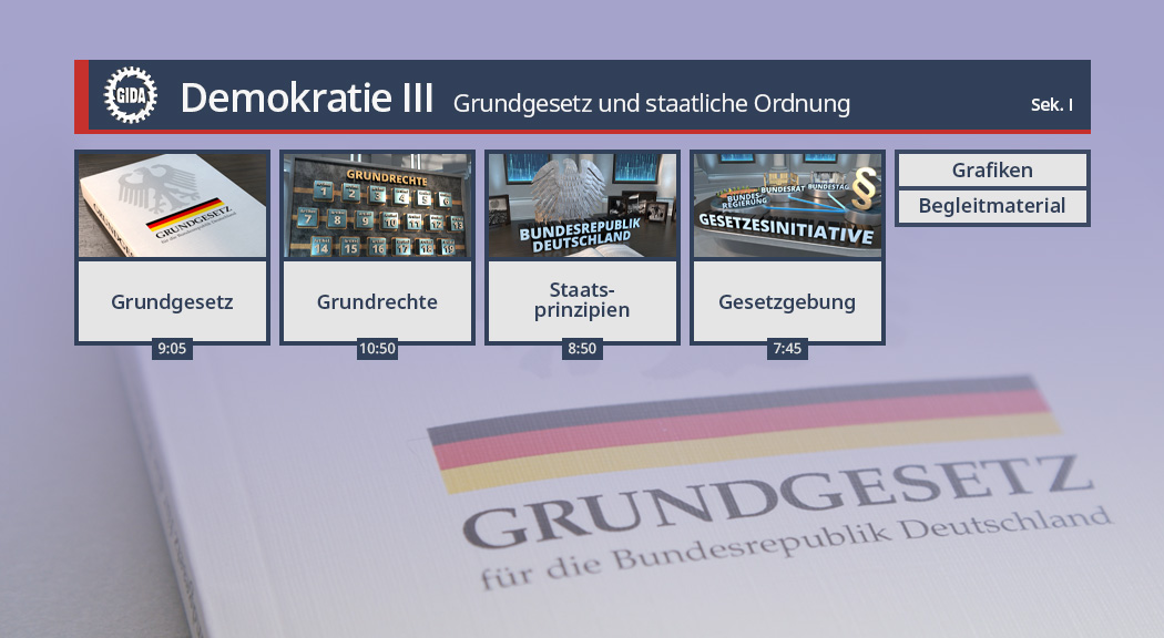 Menü des Films "Demokratie III – Grundgesetz und staatliche Ordnung".