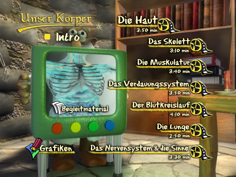 Menü des Films "Unser Körper".