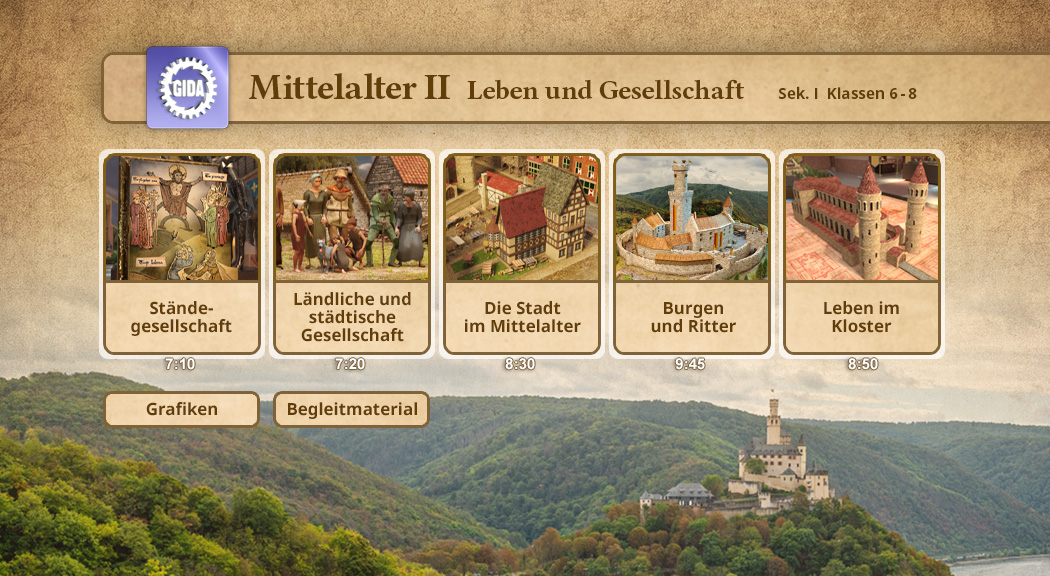 Menü des Films "Mittelalter II – Leben und Gesellschaft".