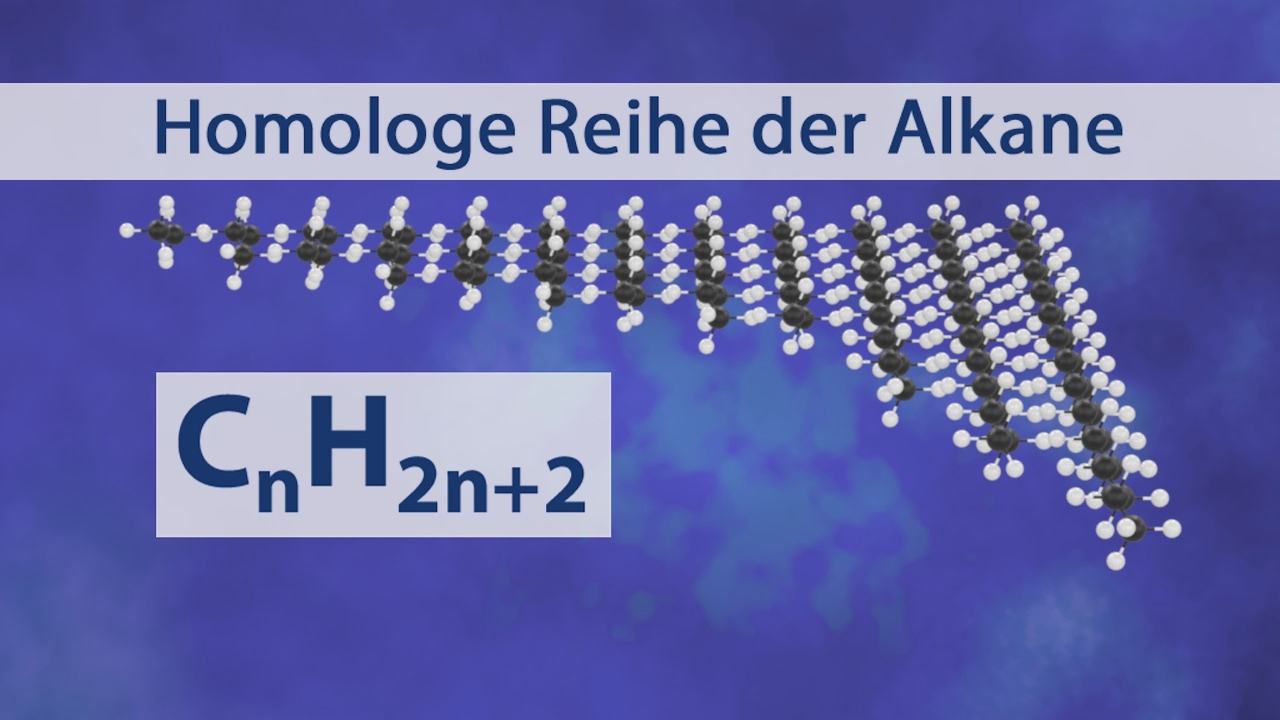 Diagramm der homologen Reihe der Alkane mit der allgemeinen Formel CnH2n+2.