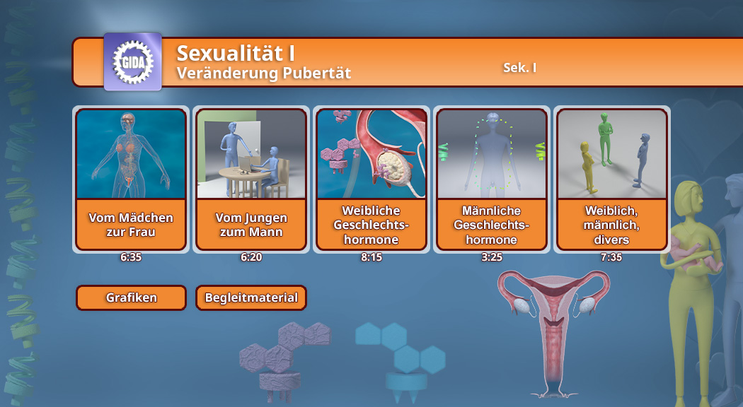 Menü des Films "Sexualität I – Veränderung Pubertät".
