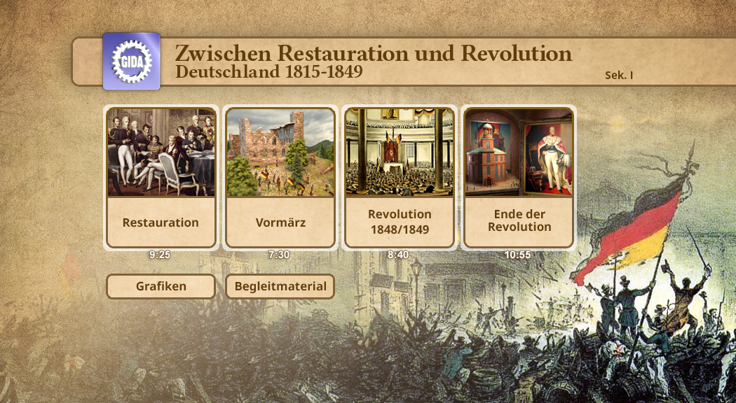 Menü des Films "Zwischen Restauration und Revolution – Deutschland 1815-1849".
