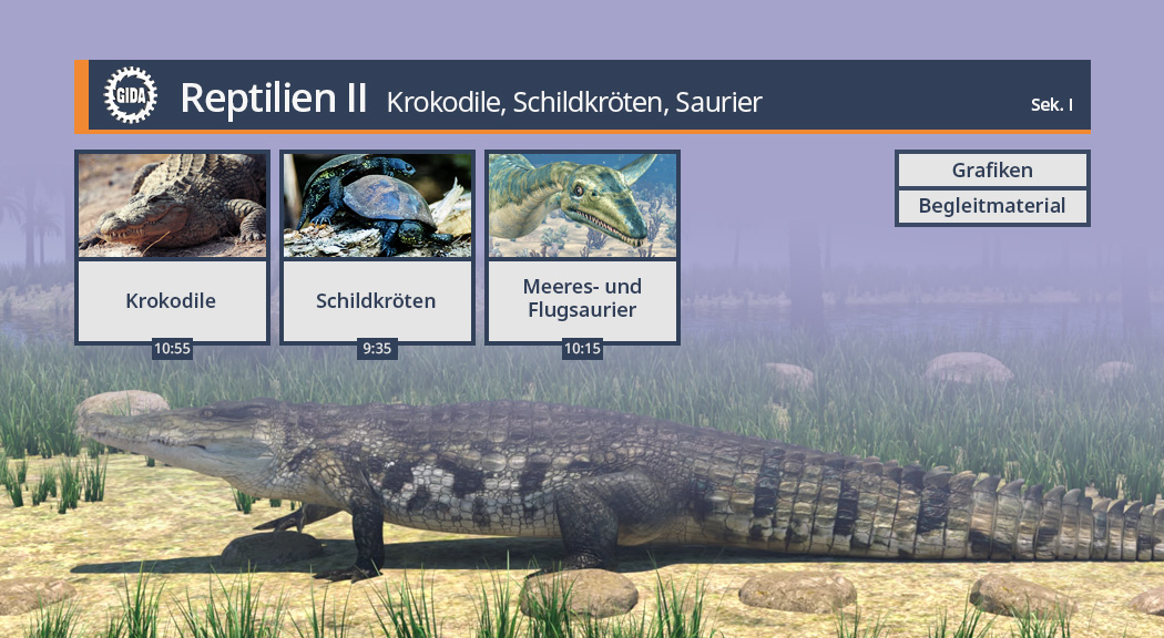 Menü des Films "Reptilien II – Krokodile, Schildkröten, Saurier".