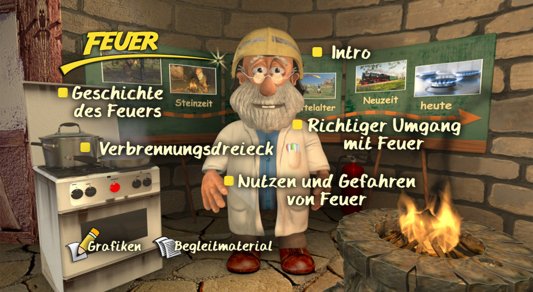 Menü des Films "Feuer".