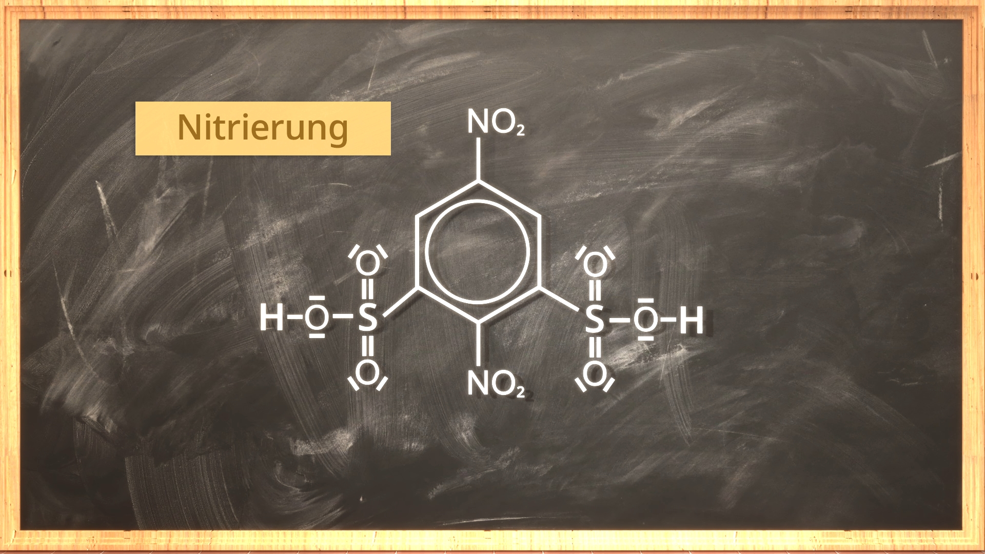 Chemische Strukturformel eines nitrierten Aromaten mit zwei Nitrogruppen und Sulfonsäuregruppen.