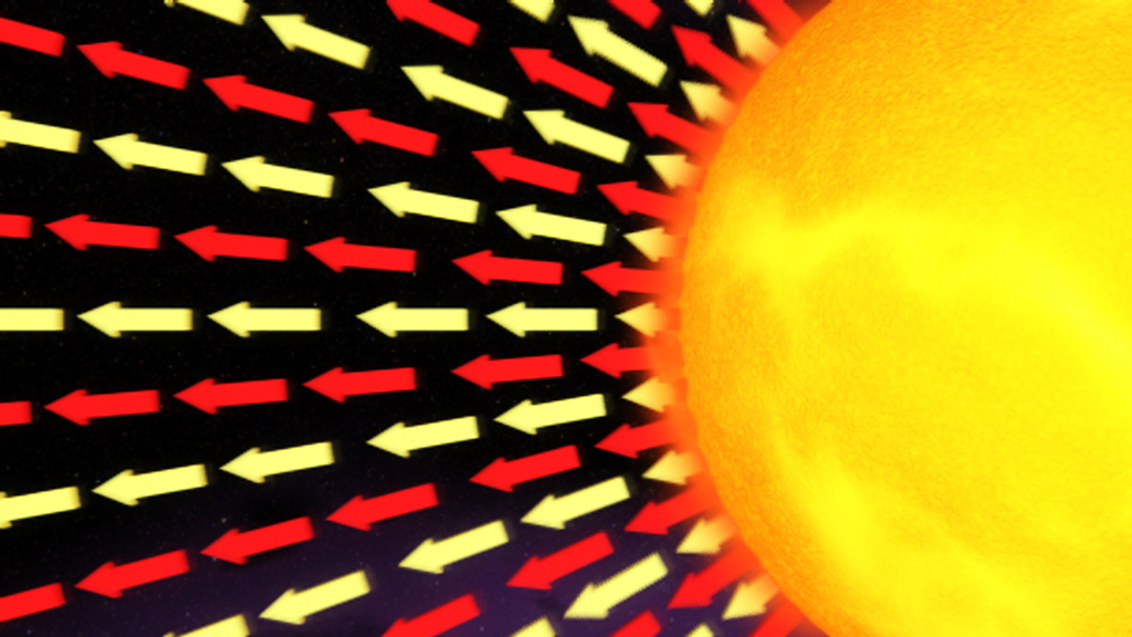 Grafik, die die Sonnenstrahlung mit Pfeilen darstellt, die Richtung und Intensität anzeigen.