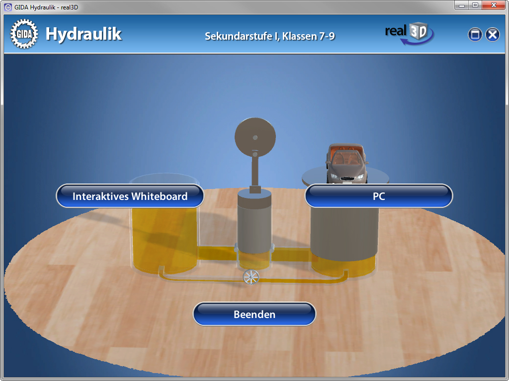 Menü der Software "Hydraulik".