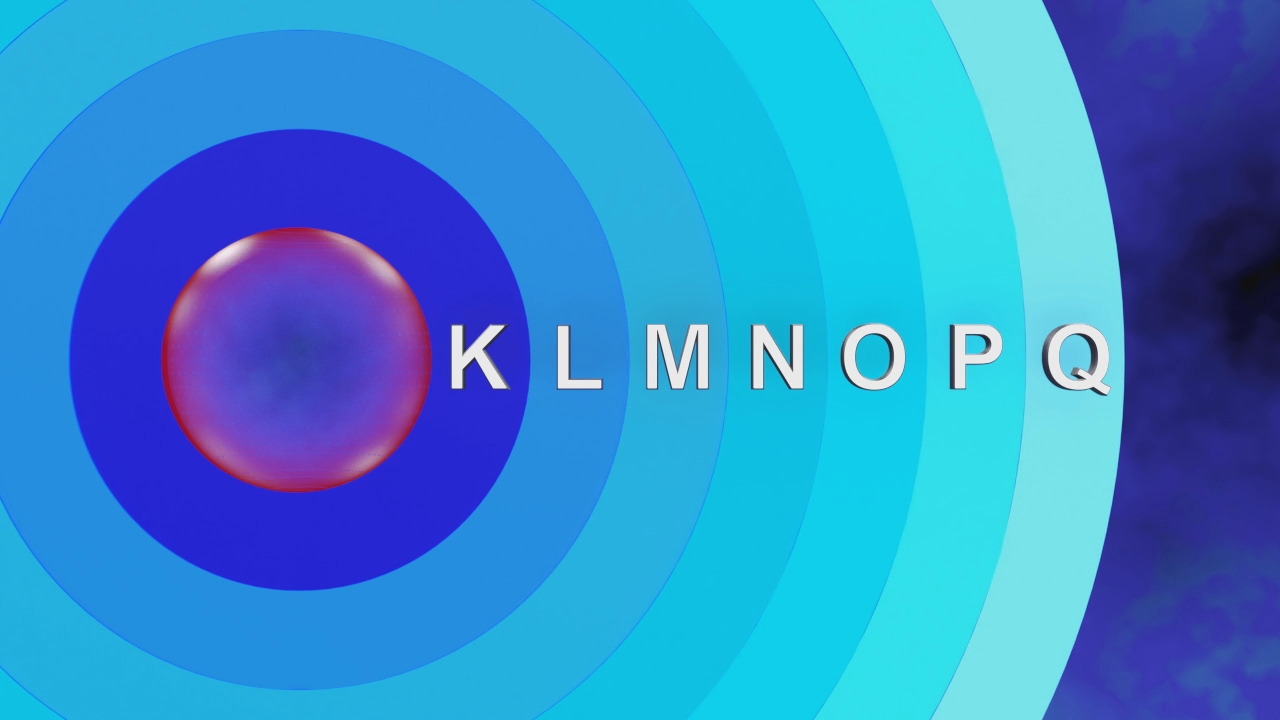 Bunte, konzentrische Kreise mit dem Text 'KLMNOPQ' in der Mitte.