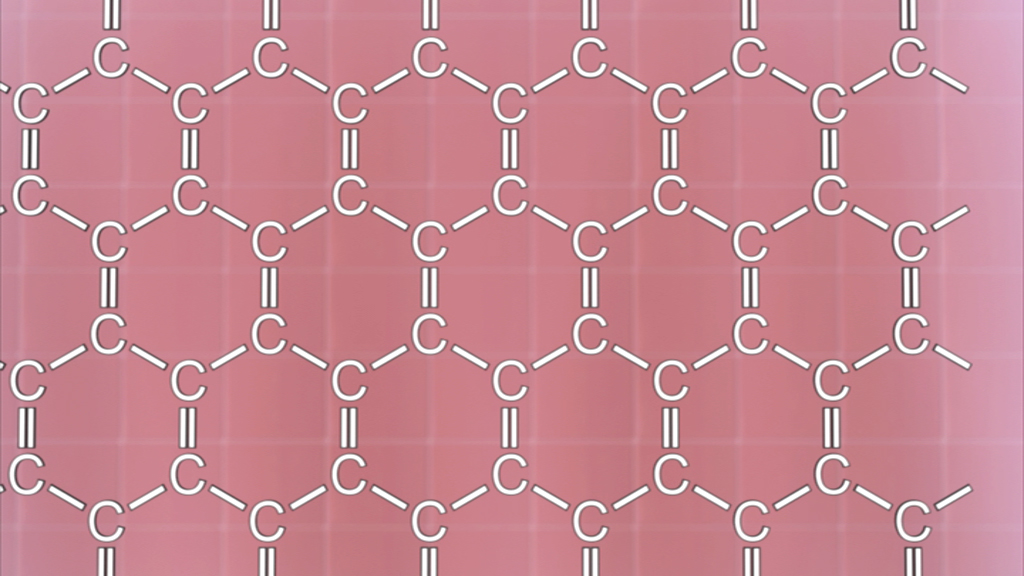 Molekularstruktur von Graphen mit hexagonalen Anordnungen von Kohlenstoffatomen.