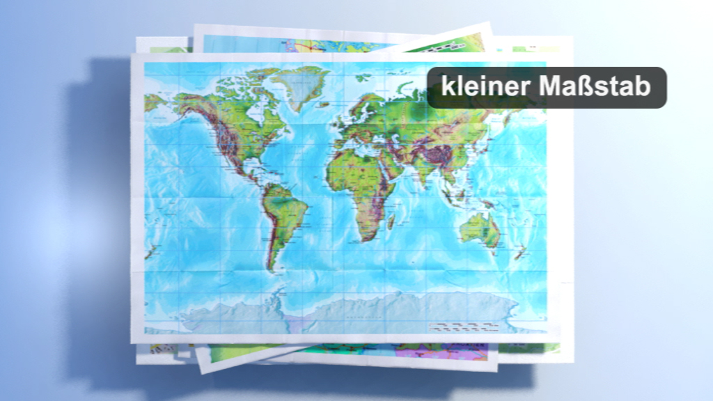 Weltkarte im kleinen Maßstab, zeigt Kontinente und Ozeane in bunten Farben.
