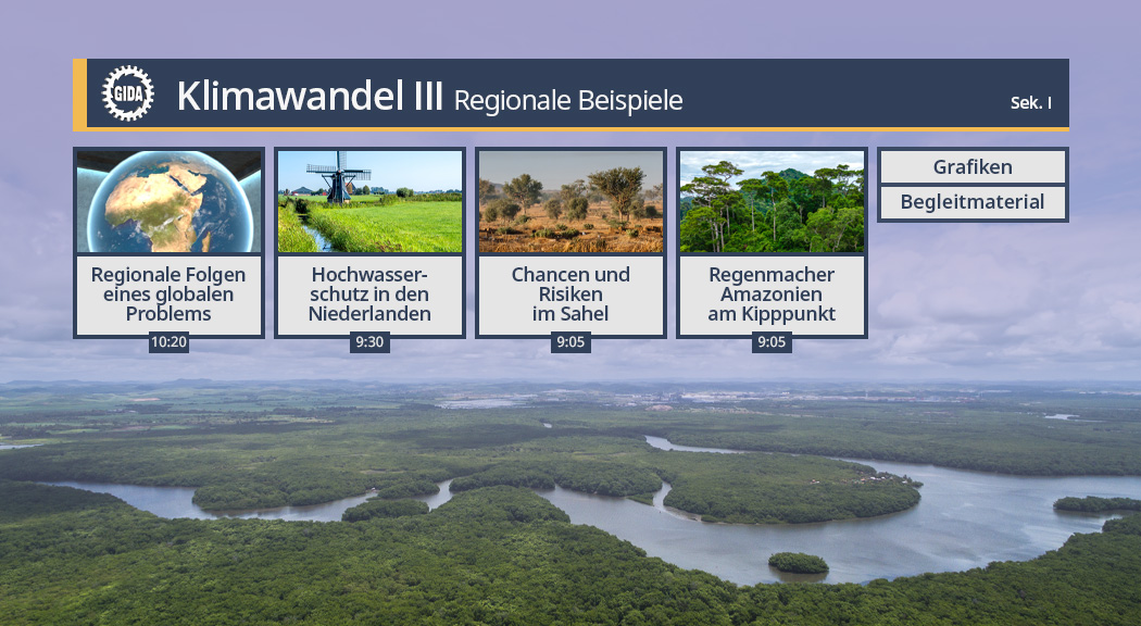 Menü des Films "Klimawandel III – Regionale Beispiele".