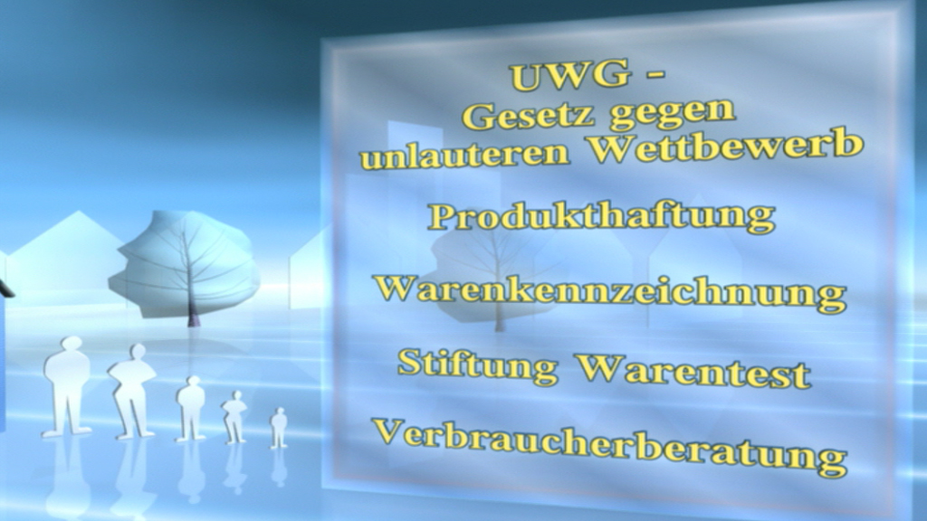 Text über das UWG, einschließlich Themen wie Produkthaftung, Warenkennzeichnung und Verbraucherberatung.