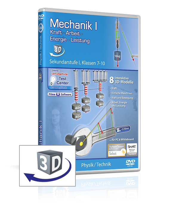 DVD-Cover der Software "Mechanik I – Kraft – Arbeit – Energie – Leistung".