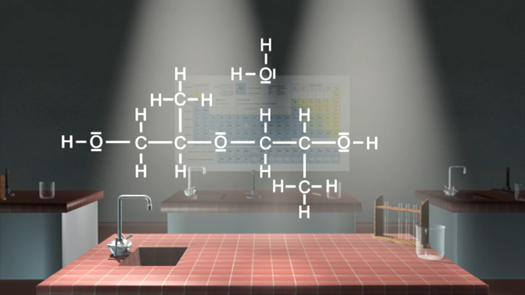Molekülstruktur von Ethanol mit chemischen Bindungen dargestellt.