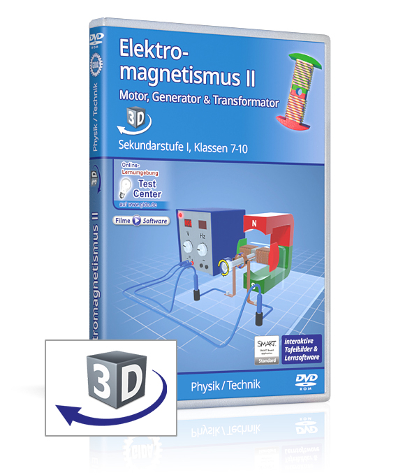 DVD-Cover der Software "Elektromagnetismus II – Motor, Generator und Transformator".