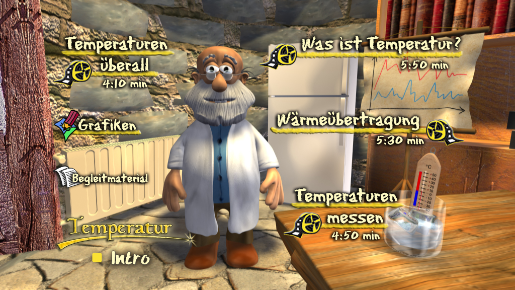 Menü des Films "Temperatur".