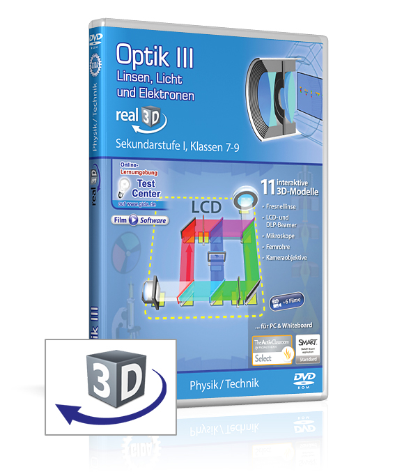 DVD-Cover der Software "Optik III – Linsen, Licht und Elektronen".
