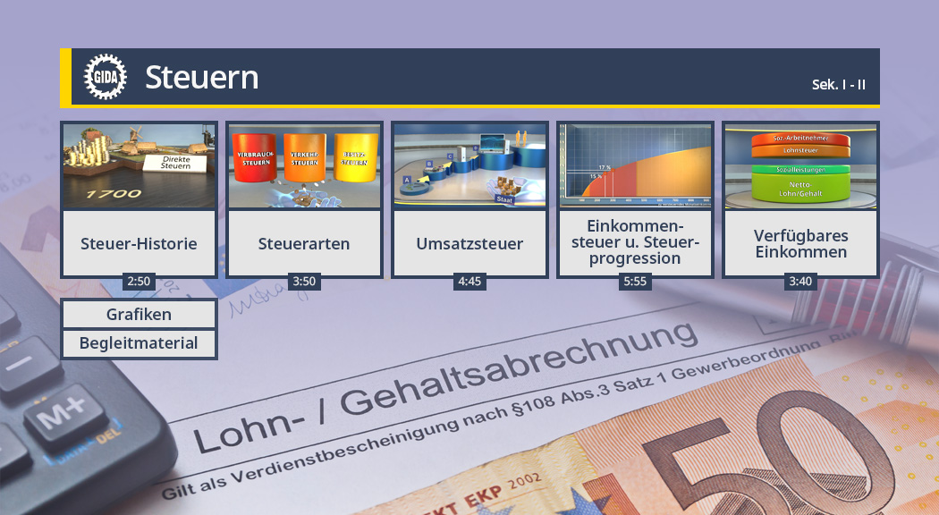 Menü des Films "Steuern".