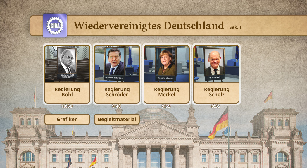 Menü des Films "Wiedervereinigtes Deutschland".