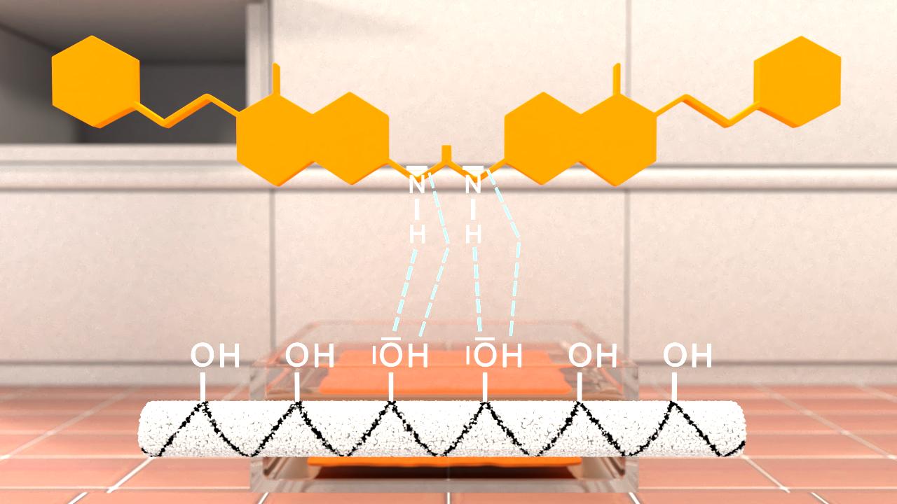 Diagramm, das die chemische Struktur eines Moleküls mit langen Kohlenwasserstoffketten und Hydroxylgruppen zeigt.