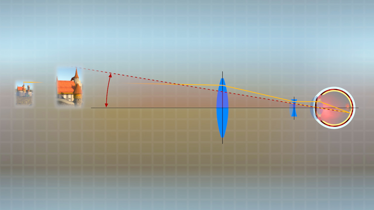 Diagramm zur Lichtbrechung mit verschiedenen Linsen und Lichtstrahlen.