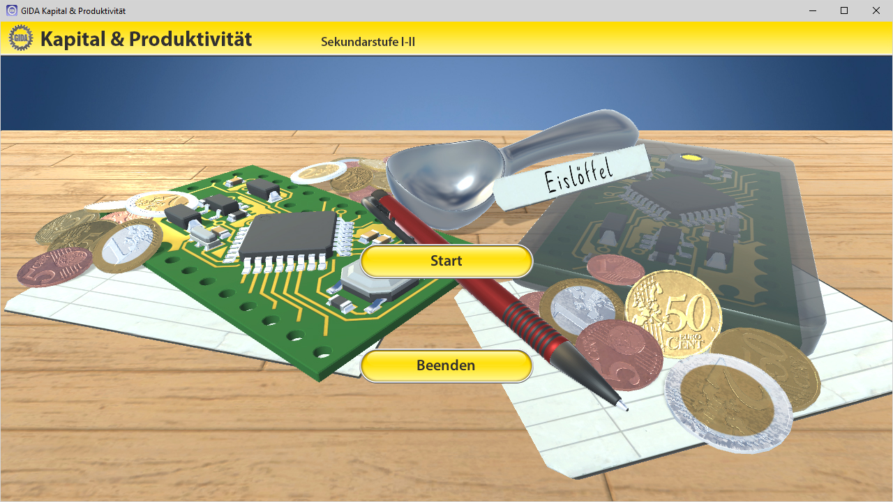 Menü der Software "Kapital & Produktivität".