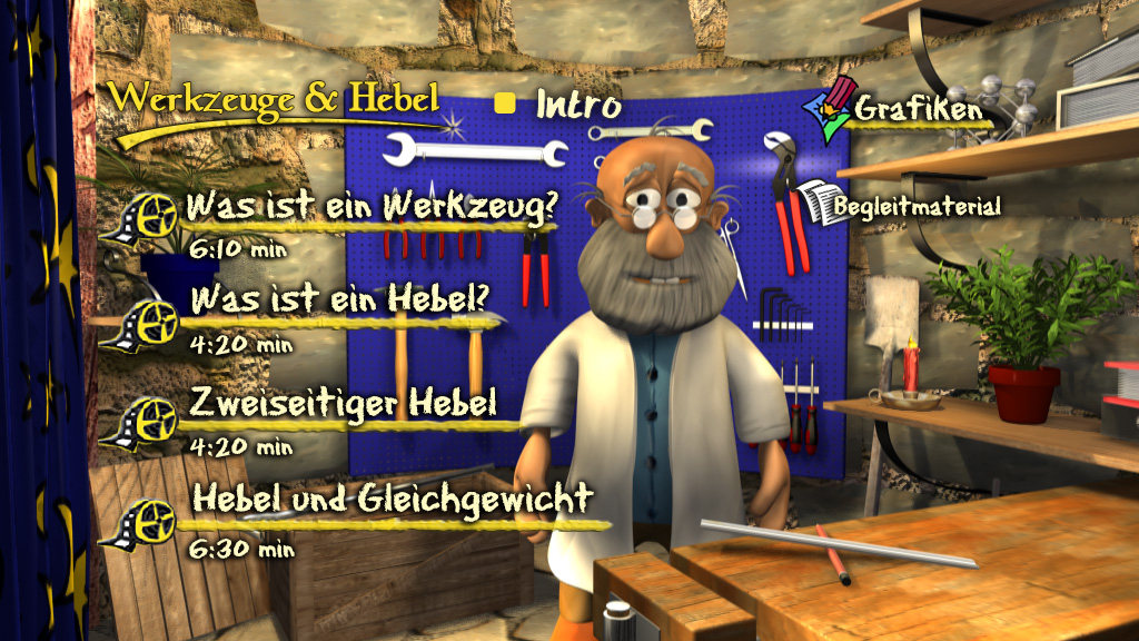 Menü des Films "Werkzeuge & Hebel".