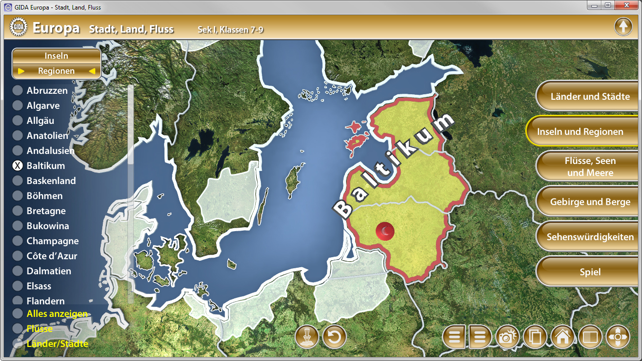 Karte von Europa mit Fokus auf die Region Baltikum, zeigt angrenzende Länder und Gewässer.