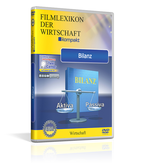 Bilanz DVD-Cover für 'Filmlexikon der Wirtschaft: Bilanz', zeigt eine Grafik mit den Begriffen 'Aktiva' und 'Passiva'.