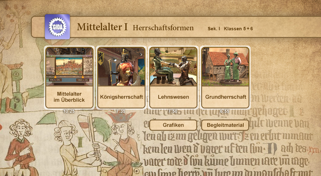 Menü des Films "Mittelalter I – Herrschaftsformen".