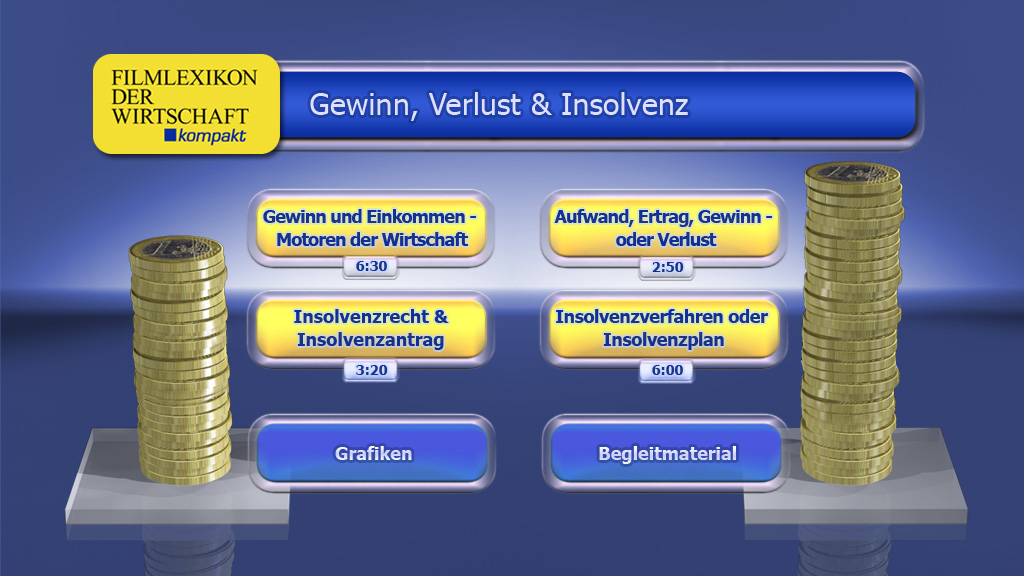 Menü des Films "Gewinn, Verlust und Insolvenz".