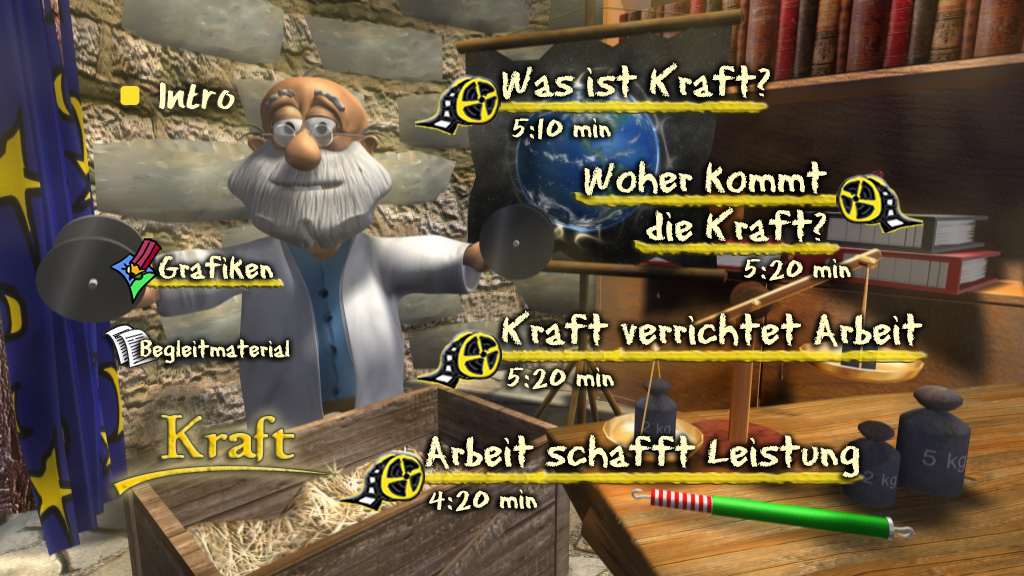 Menü des Films "Kraft".