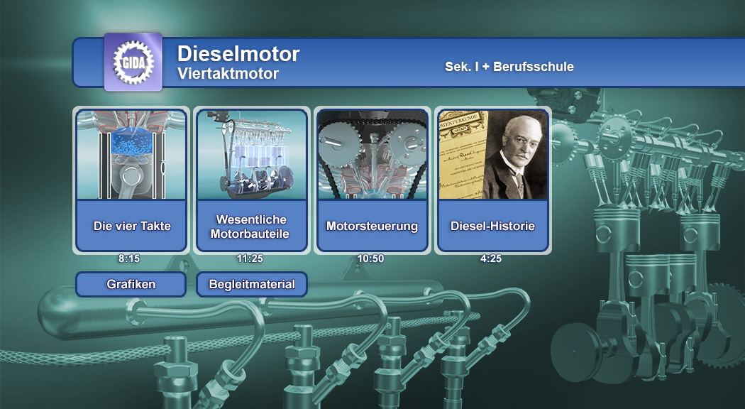 Menü des Films "Dieselmotor – Viertaktmotor".