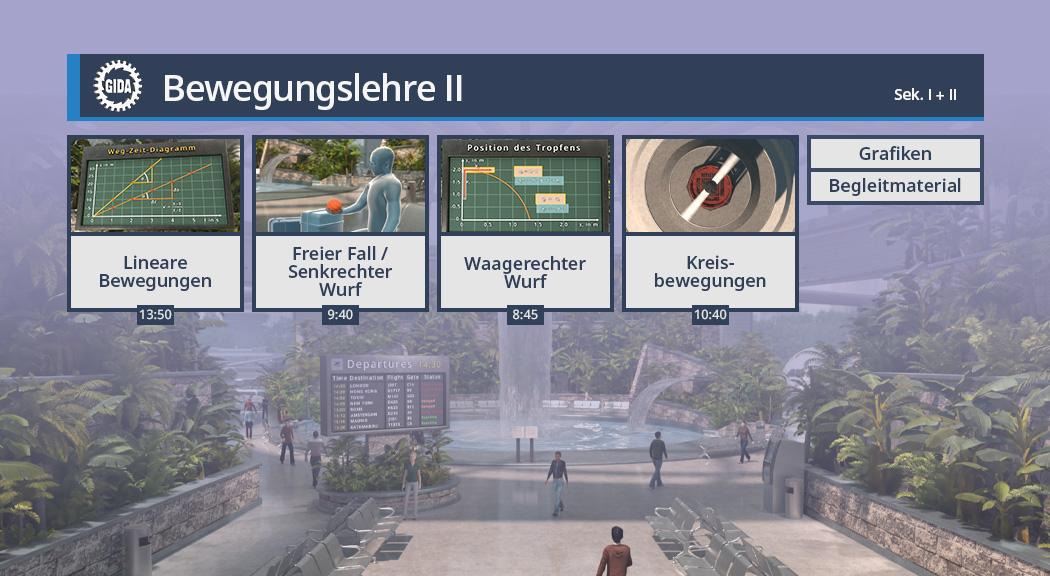 Menü des Films "Bewegungslehre II".