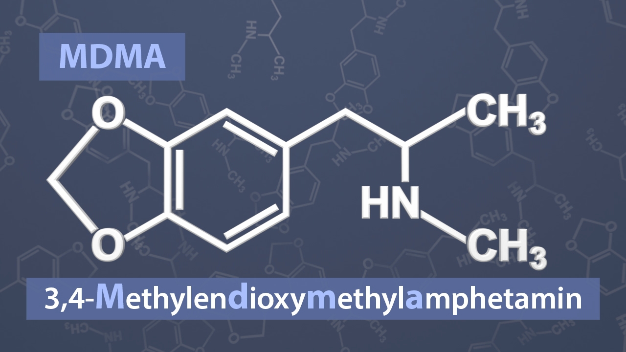 Chemische Strukturformel von MDMA (3,4-Methylendioxy-methylamphetamin)