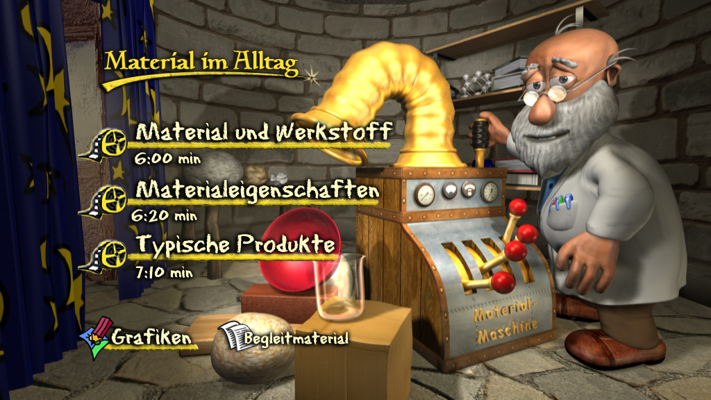 Menü des Films "Material im Alltag".