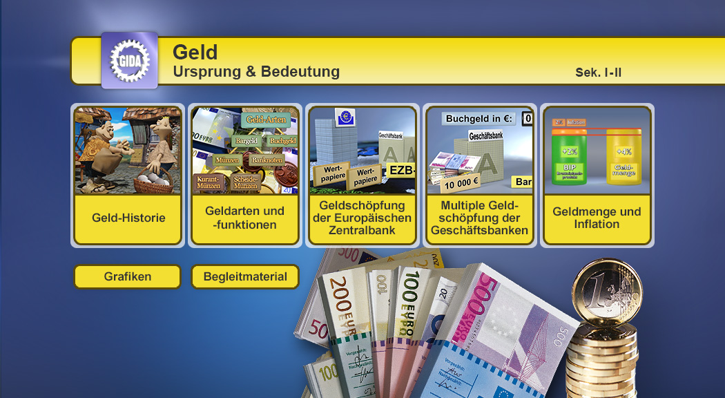 Menü des Films "Geld – Ursprung & Bedeutung".