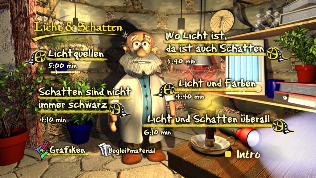 Menü des Films "Licht & Schatten".