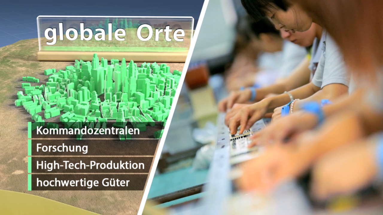 Grafik zeigt globale Orte mit Schwerpunkten auf Kommandozentralen, Forschung, High-Tech-Produktion und hochwertigen Gütern.