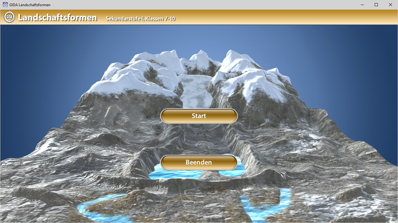 Menü der Software "Landschaftsformen".