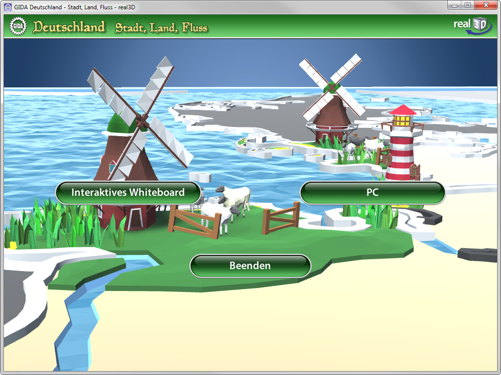 Menü der Software "Deutschland – Stadt, Land, Fluss".