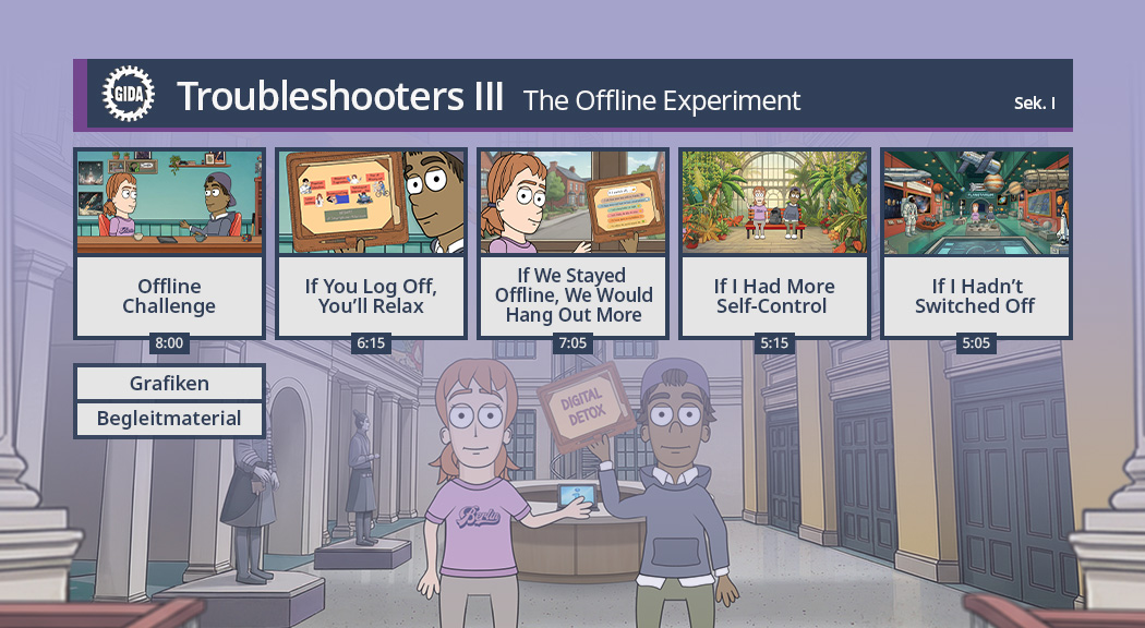 Menü des Films "Troubleshooters III – The Offline Experiment".