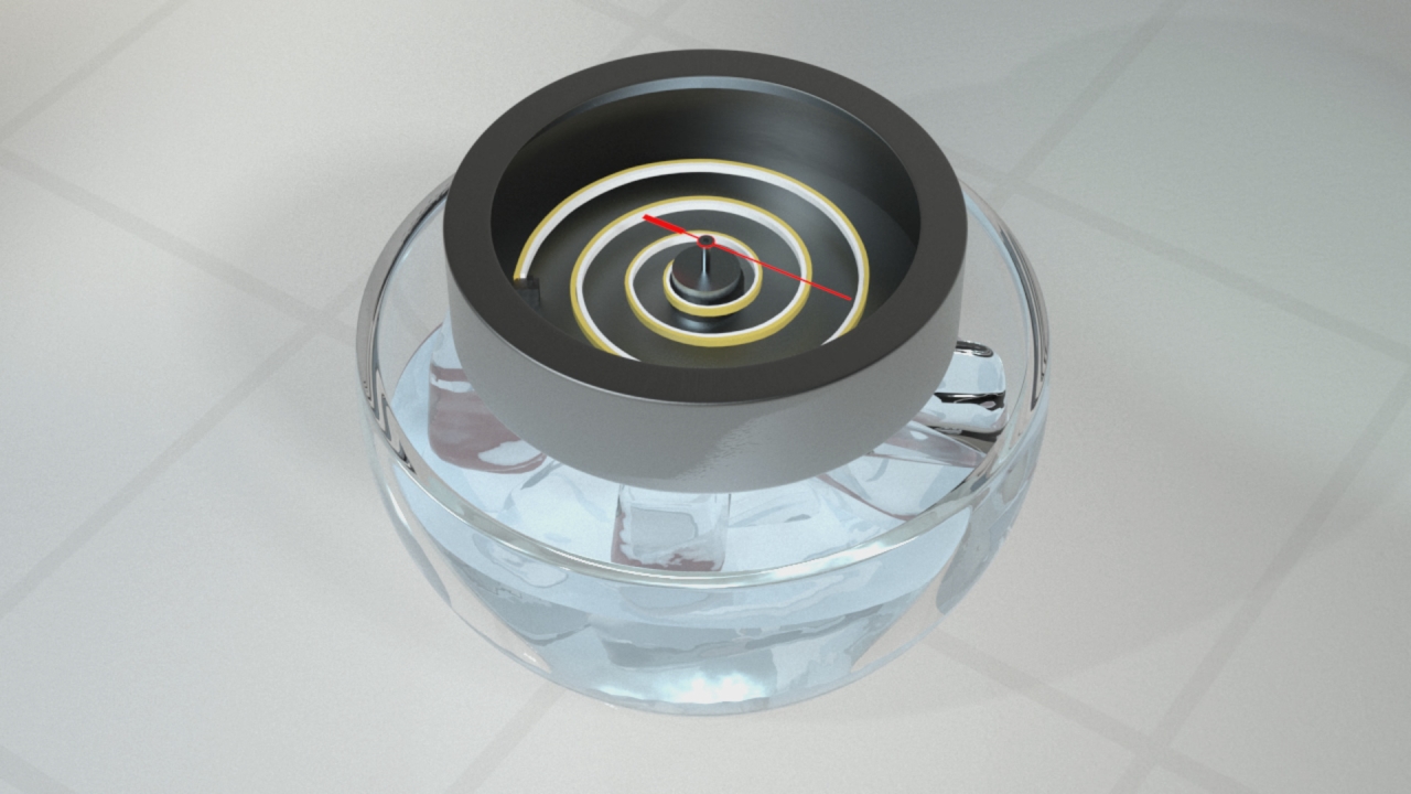 Eine schematische Darstellung eines Bimetallthermometers.