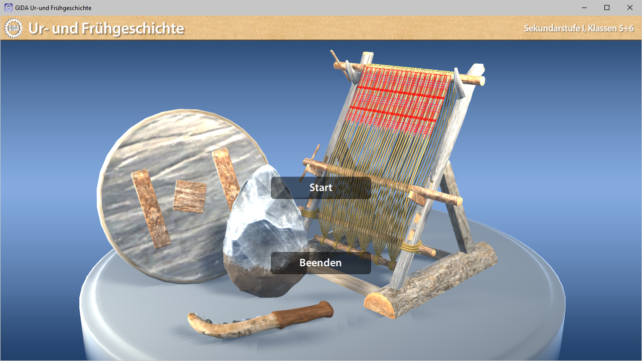 Menü der Software "Ur- und Frühgeschichte".