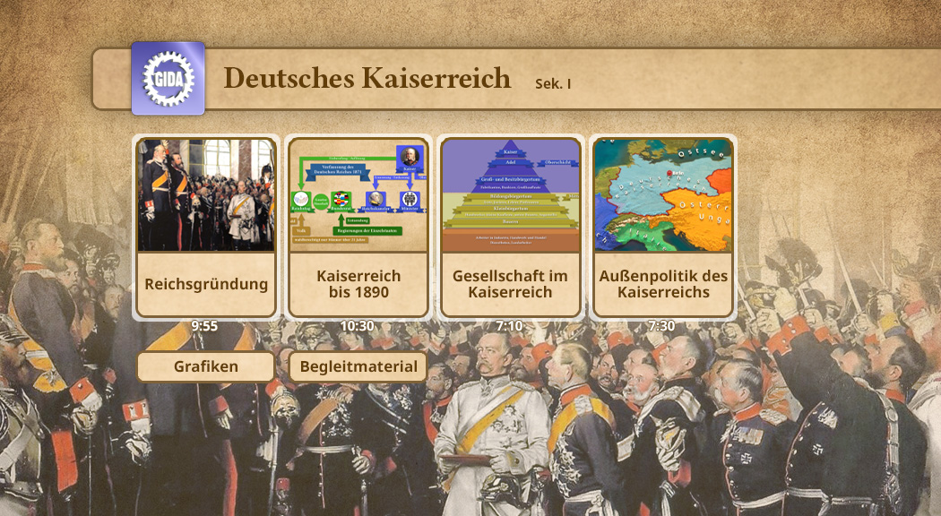Menü des Films "Deutsches Kaiserreich".