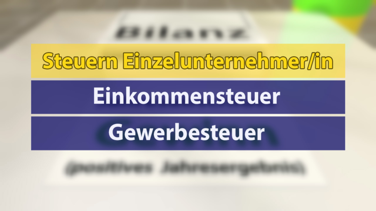 Übersicht über Steuern für Einzelunternehmer: Einkommensteuer und Gewerbesteuer.